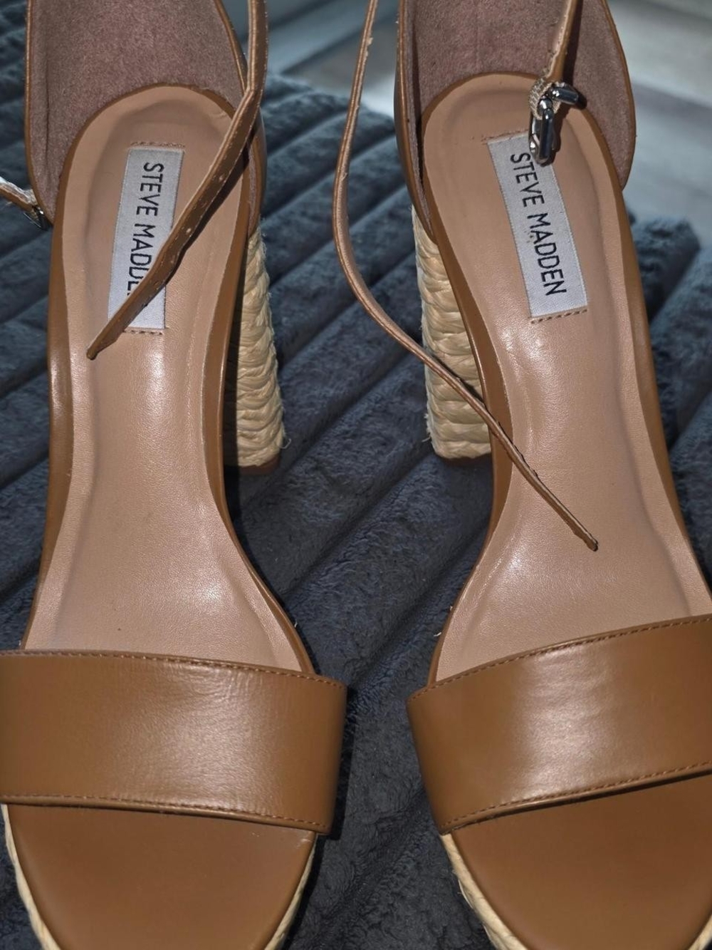 Steve Madden Tan Espadrille Block Heel Sandals
